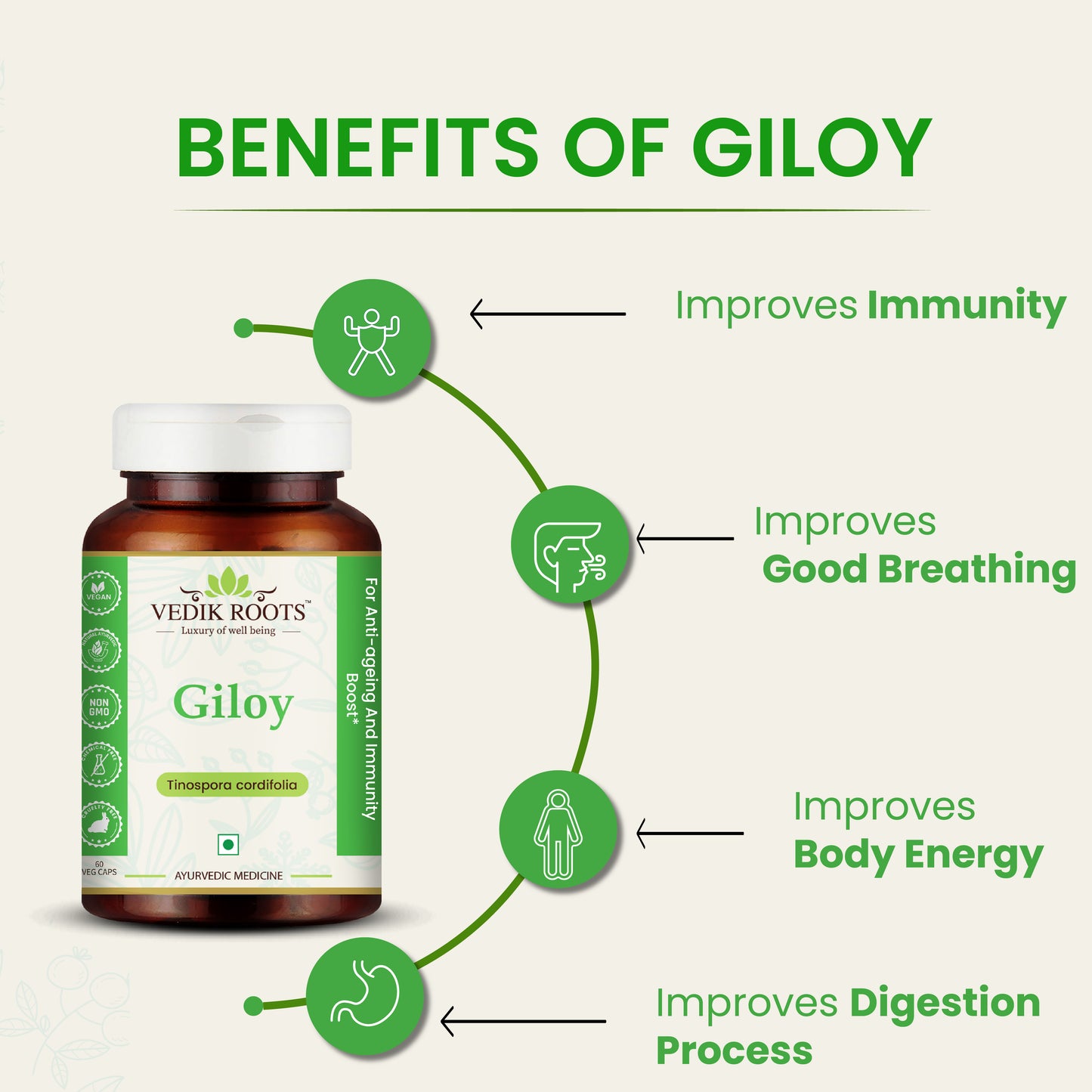 100% Pure Giloy Powder – Pure Extract – Strengthens Immunity And Fights Illnesses(100 GM)