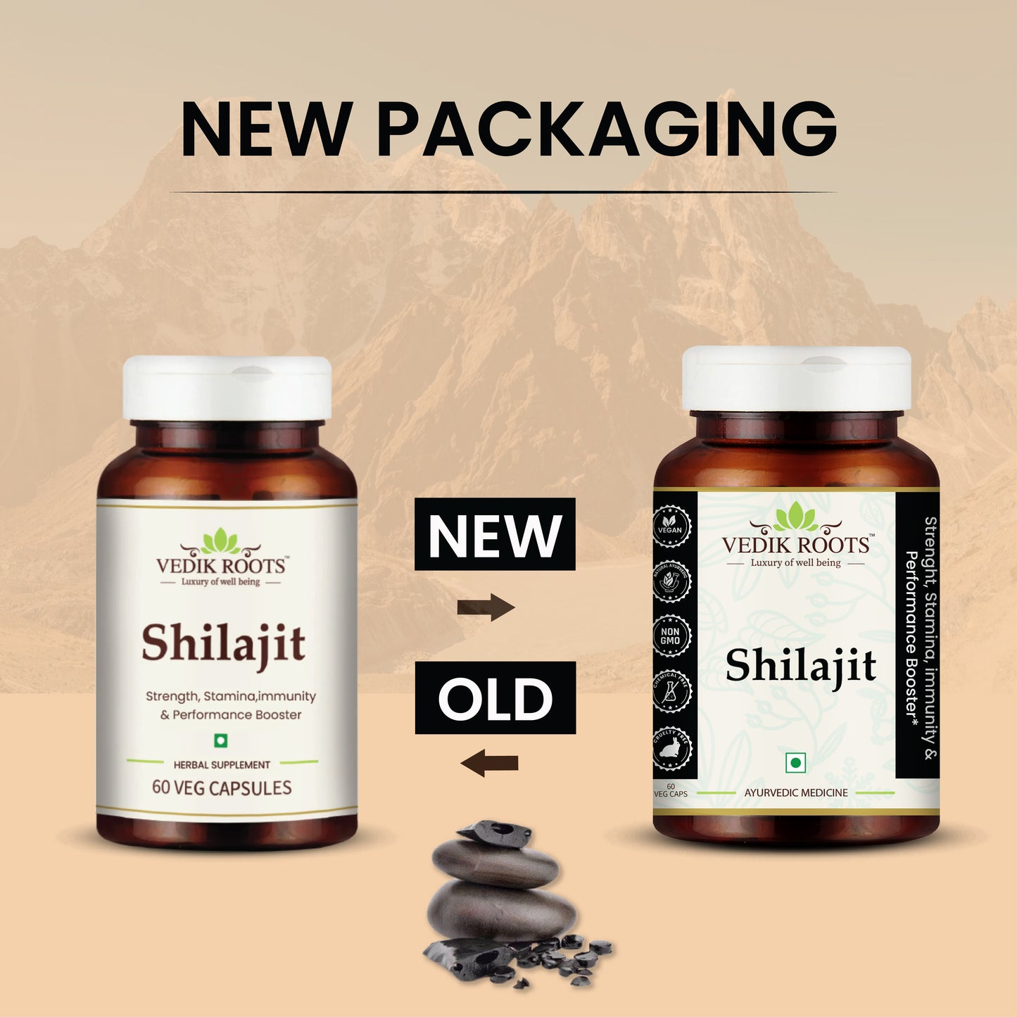 Vedikroots Ayurvedic Shilajit Capsule for Strength & Power 